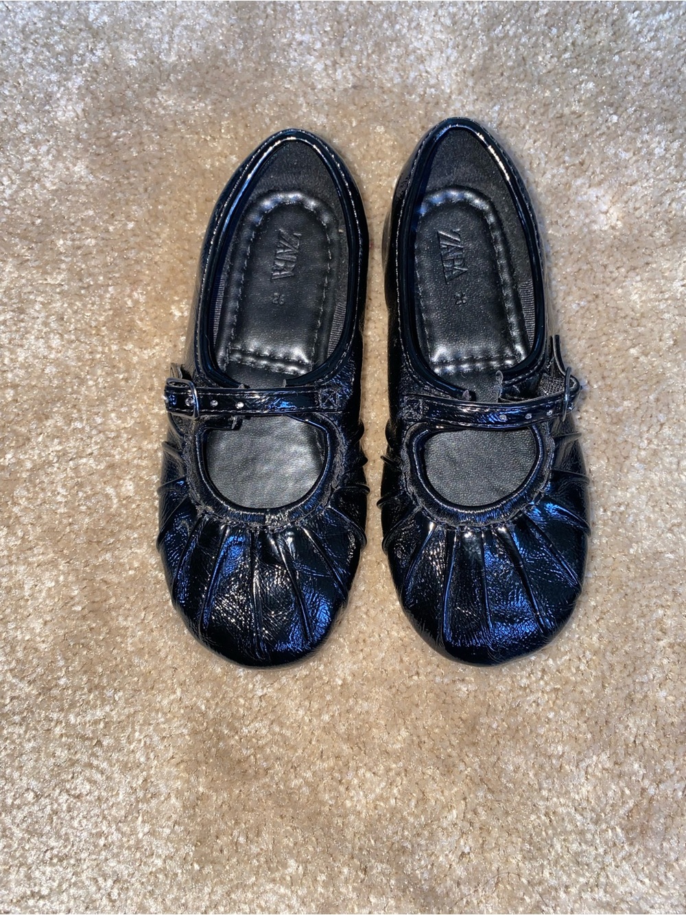 Zara Girls Black Patent Mary Jane Shoes